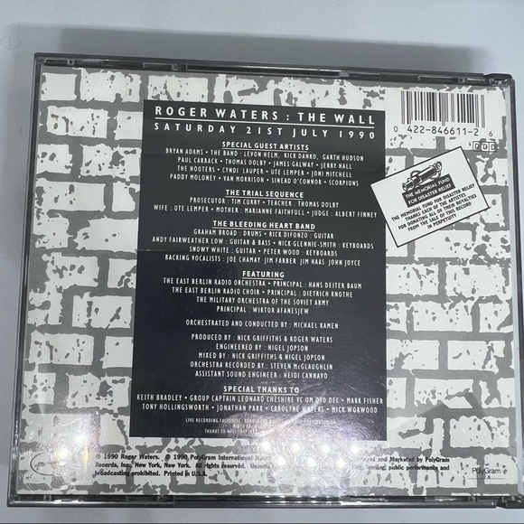 EUC-ROGER Waters (Pink Floyd) The Wall Live in Berlin (2xCDs Set 1990 Mercury - Picture 2 of 11